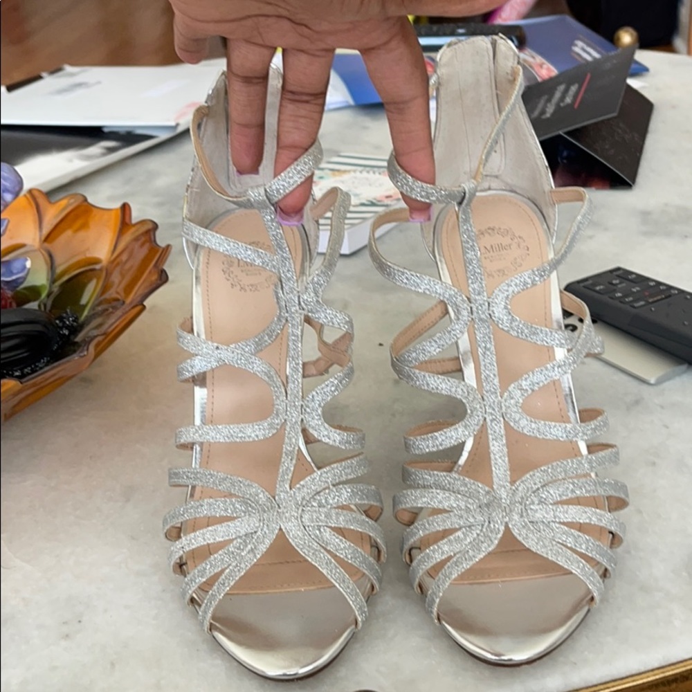 Silver glitter heels